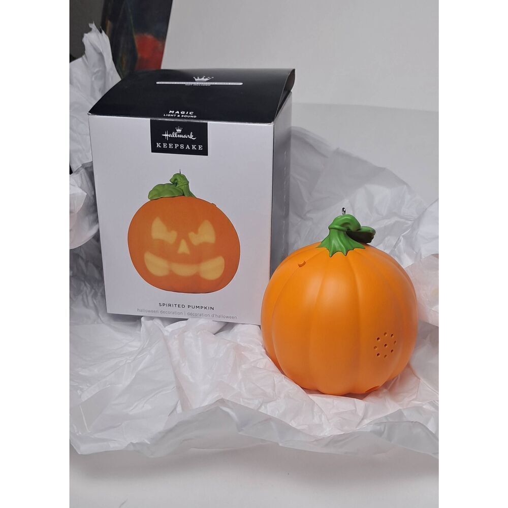 Hallmark Keepsake Spirited Pumpkin Ornament With Light and Sound NEW